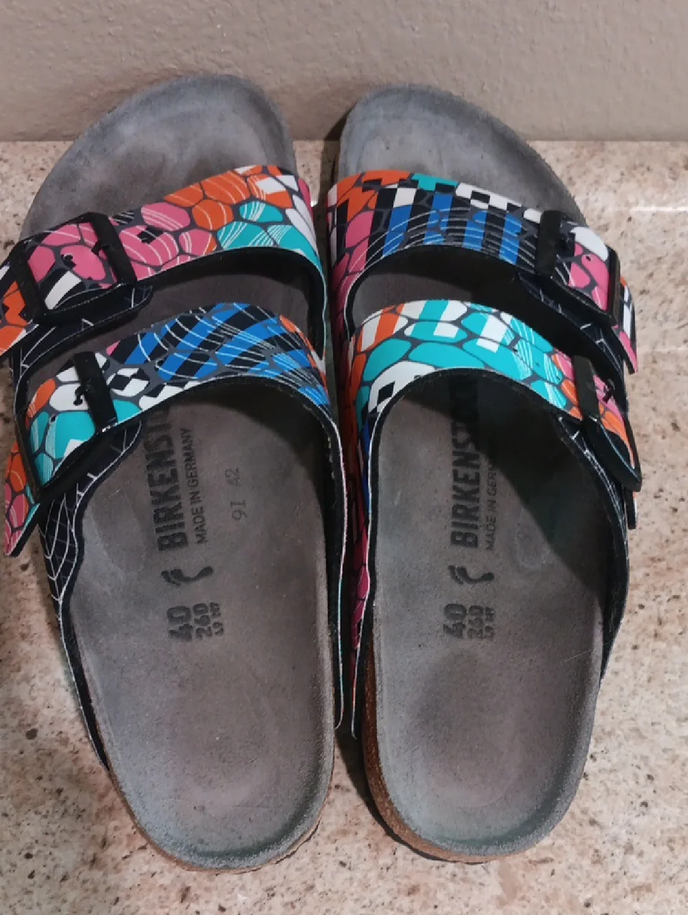 Birkenstock Arizona Sonar Geometric Two-Strap Sandals Size 40 W-9 M-7 - Picture 2 of 8